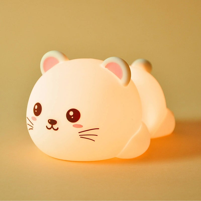 Bluejw Cat Night Light - Soft Silicone LED Night Light, Cute Cartoon Kitten Lamp for Kids Bedroom, Christmas Gifts, Nursery Decor - Image 4